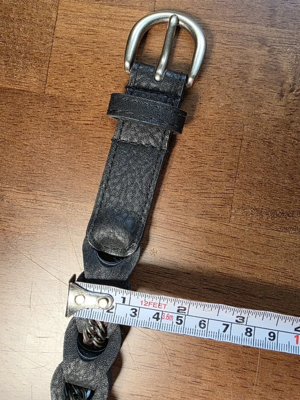 Black Braided Leather & Silver Chain Hybrid Statement Waist Belt